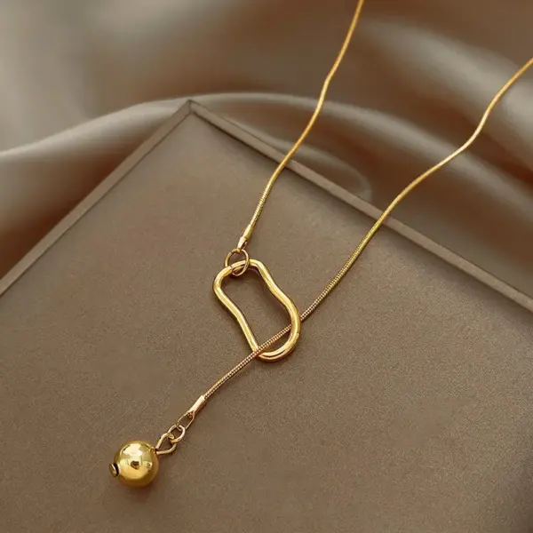 Wholesale Lady Classic Style Geometric Titanium Steel Plating Pendant Necklace