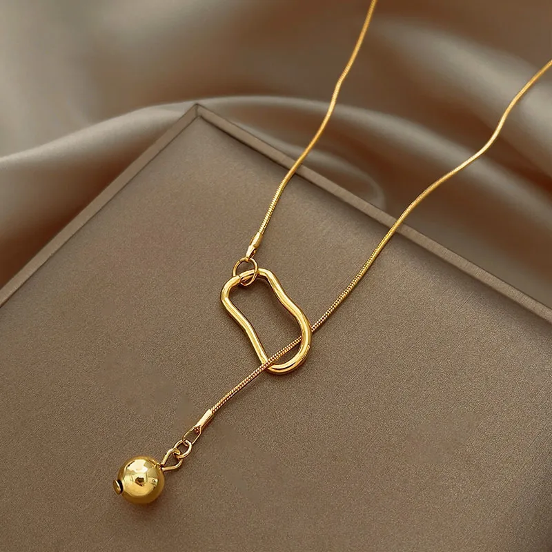 Wholesale Lady Classic Style Geometric Titanium Steel Plating Pendant Necklace