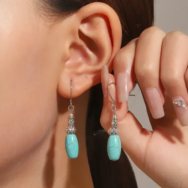 1 Pair Vintage Style Ethnic Style Geometric Turquoise Drop Earrings