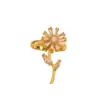 Wholesale Jewelry Elegant Flower Titanium Steel Zircon Open Rings