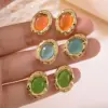 304 Stainless Steel Plastic Geometric Electroplating Imitation Gold Fairy Style Vintage Style Tropical Ear Studs
