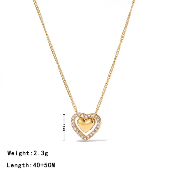 oly-81921e437c0a2da50abef29717cd24d1 Wholesale Ion Plating (IP) 18K Gold Platinum Real Plated Heart Shape 304 Stainless Steel Vintage Style Sweet Waterproof Non Tarnish Pendant Necklace