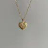 Titanium Steel Copper Plating Heart Shape Zircon Pendant Necklace