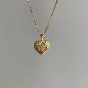 Titanium Steel Copper Plating Heart Shape Zircon Pendant Necklace