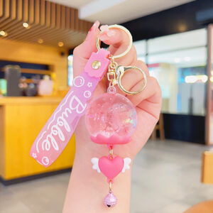 M0124#Oil-filled dried flower quicksand bottle-pink