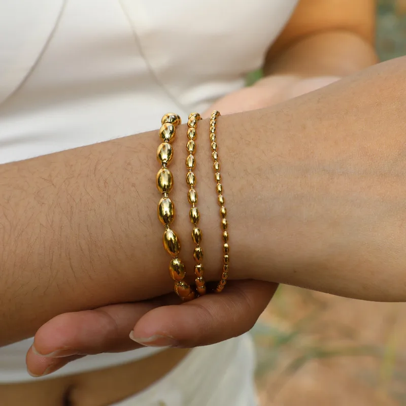 Wholesale PVD Coated Gold Plated Solid Color Stainless Steel Simple Style Waterproof Non Tarnish 201 Stainless Steel Bracelets