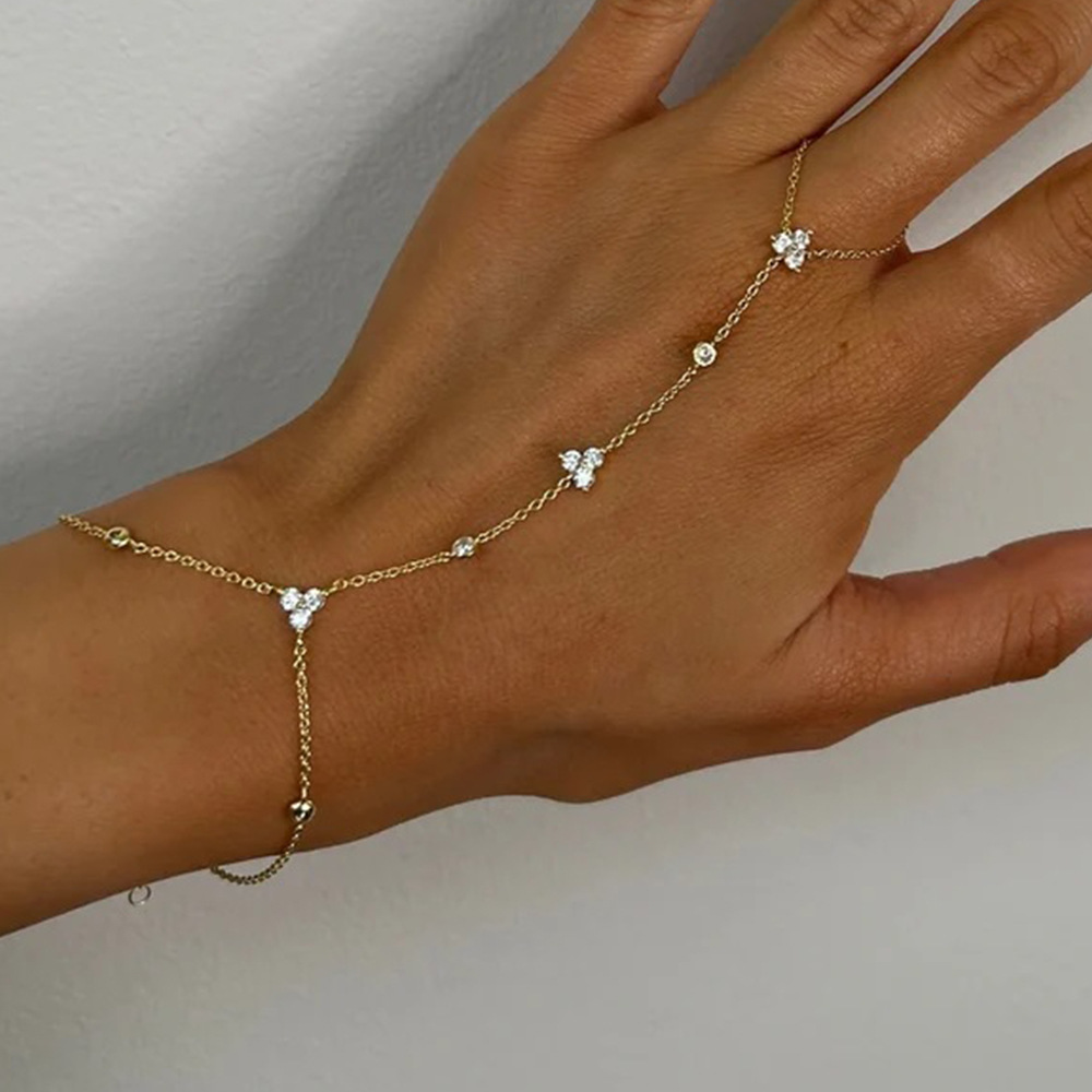 Wholesale Amazon Explosions Crystal Finger Bracelet Simple Geometric Hand Back Chain Bracelet Jewelry ins Style Party Bracelet