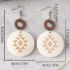 Wholesale Cross-border Bohemian Cactus Sun Aztec Pattern Wood Laser Disc Stitching Earrings