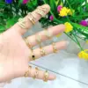 Wholesale Jewelry Vacation Modern Style Infinity Grain Copper Zircon 18K Gold Plated Polishing Rings