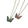 Wholesale Titanium Steel Simple Style Patchwork Butterfly Pendant Necklace