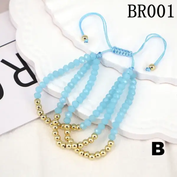 Wholesale European And American Fashion Crystal Copper Beads Adjustable Braided Bracelet