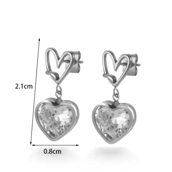 Wholesale PVD Coated Geometric Heart Shape Flower 304 Stainless Steel Elegant Basic Simple Style Waterproof Non Tarnish Drop Earrings