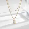 Wholesale Vacuum Plating PVD Coated Real Gold Plated 18K Rectangle 304 Stainless Steel Simple Style Waterproof Non Tarnish Titanium Layered Necklaces