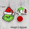 Wholesale Christmas Grinch Wooden Earrings Acrylic Earrings