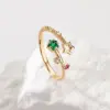 Wholesale Fashion Star Fish Tail Copper Gold Plated Zircon Open Ring 1 Piece