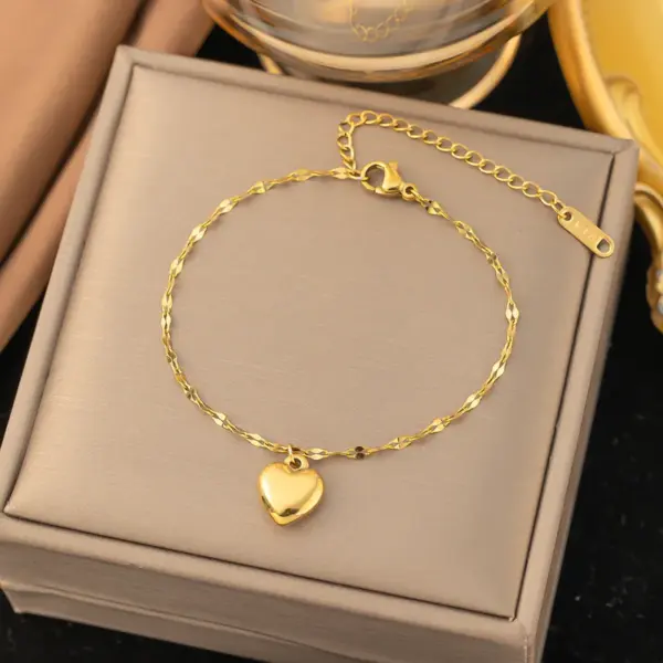 Wholesale Jewelry Elegant Classic Style Heart Shape 304 Stainless Steel Bracelets Earrings Necklace