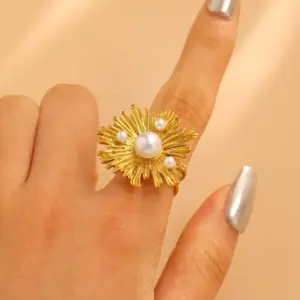 25 18K Real Gold Pearl Flower 9639