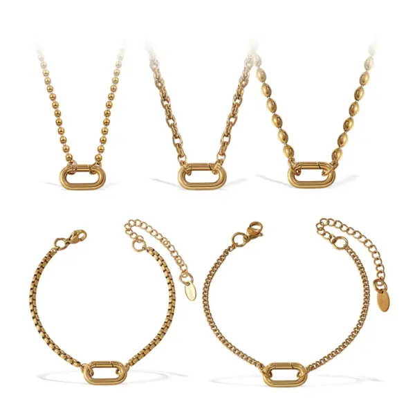 Wholesale Ins Style Bracelet High-Grade Necklace Cute Fashion Jewelry Oval Heavy Industry Clavicle Chain Woven Chain