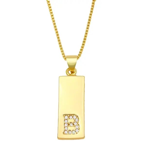 Copper Box Chain Letter Necklace