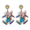 oly-81c45c376d0389d59a4230b7720578a1 Wholesale Mouse Cheese Earrings Bright Gold Stainless Steel Base Steel Pin Earrings