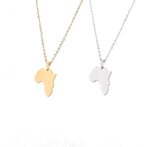 Wholesale 304 Stainless Steel Map Customization Laser Engraving PVD Coated 18K Real Gold Plated Vintage Style Waterproof Non Tarnish Plating Chain Cable Chain Lobster Trigger Clasp Closure Rose Gold Gold Silver Pendant Necklace