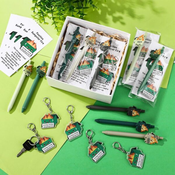 Wholesale Creative Trash Can Ballpoint Pen Acrylic Keychain