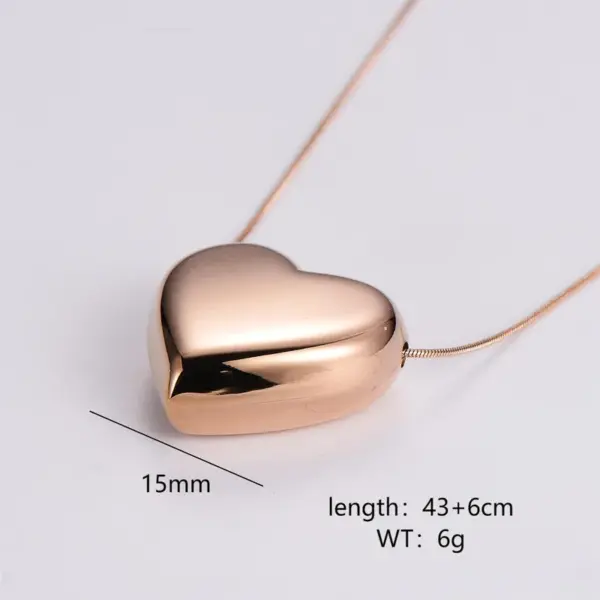 PVD Coated 18K Gold Plated Heart Shape Stainless Steel Simple Style Waterproof Non Tarnish 304 Stainless Steel Pendant Necklace