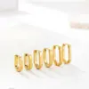 Wholesale 201 Stainless Steel Oval PVD Coated 18K Real Gold Plated Simple Style Plating Gold Earrings