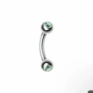 Green Double Diamond Eyebrow Ring / 1.2*10*3