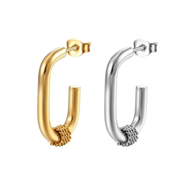 Wholesale PVD Coated 18K Gold Real Gold Plated Geometric 201 Stainless Steel Fashion Waterproof Non Tarnish Drop Earrings