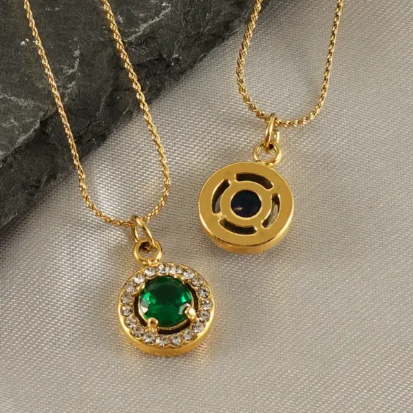 PVD Coated 18K Gold Plated Sun Water Droplets Heart Shape Stainless Steel Glam Shiny Waterproof Non Tarnish 304 Stainless Steel Pendant Necklace