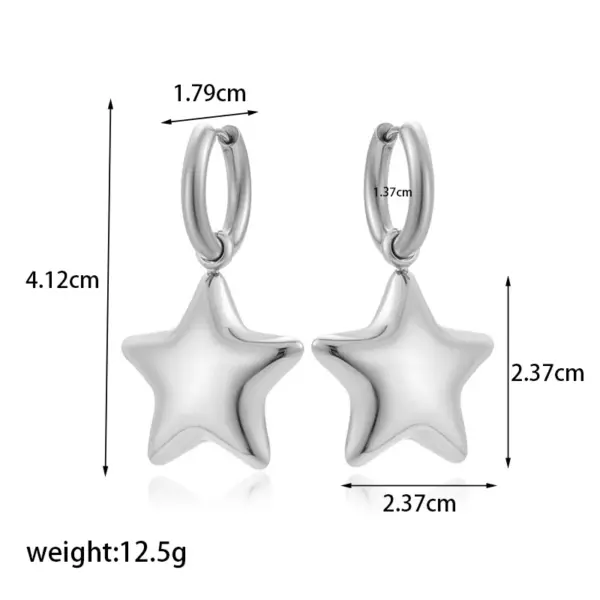 Wholesale PVD Coated Star 304 Stainless Steel French Style Simple Style Waterproof Non Tarnish Earrings Necklace