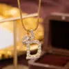 Wholesale Fashion Luxury Full Zircon Letter Pendant Necklace Personalized Multifunctional High-end Texture Jewelry Accessory Suitable For Men And Women