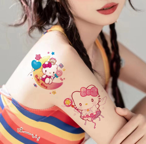 Wholesale New Hellokitty Cat Color Tattoo Sticker Waterproof Lasting Cartoon Girl Kids Hello Kitty Tattoo Sticker