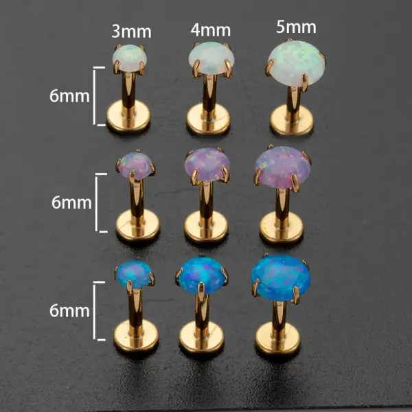 Wholesale 1 Piece Ear Cartilage Rings & Studs Simple Style Round 316L Stainless Steel Waterproof Non Tarnish Surgical Steel October Birthstone Opal 18K Gold Plated Ear Cartilage Rings & Studs