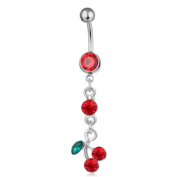 Belly Rings Fashion Peach Cherry Fruit Rhinestone