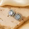1 Pair Casual Simple Style Square Inlay Copper Zircon Sier Plated Ear Studs
