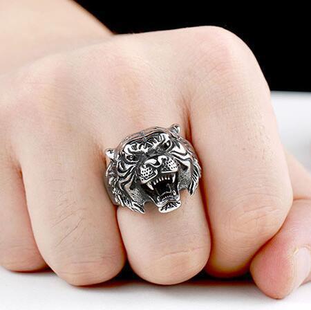 Wholesale New opening creative natural jewelry wholesale domineering Tiger Ring men's personality retro fashion ring