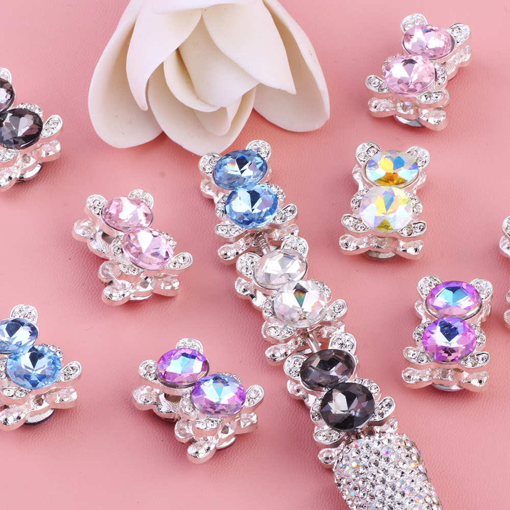 Wholesale Heavy double-sided alloy bear diamond ball DIY Fancy Beads