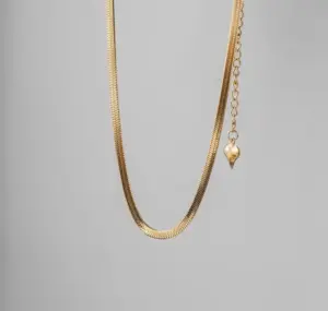 Wholesale 304 Stainless Steel Solid Color PVD Coated 18K Gold Plated Elegant Simple Style Waterproof Non Tarnish Plating Necklace