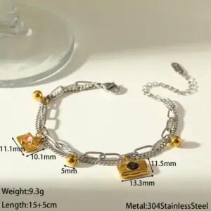 Intercolor Peach Heart Zircon Bracelet