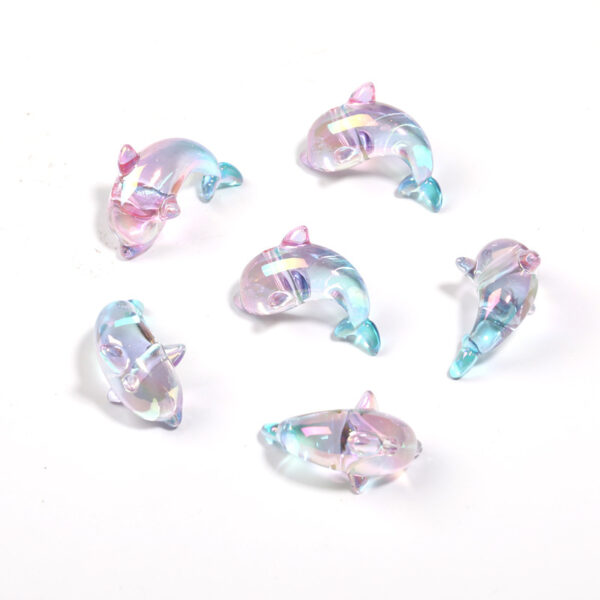 oly-81f172d169853b18814f4e968f092a7a Wholesale Acrylic Pearlescent Little Dolphin Beaded Beads Colorful Whale Cartoon Beads DIY Mobile Phone Chain Car Hanging Aessories