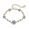Wholesale Luxurious Copper Embedded Colorful Diamond Five-Petal Flower Branch Leaf Bracelet Creative Versatile Elegant Jewelry Accessory