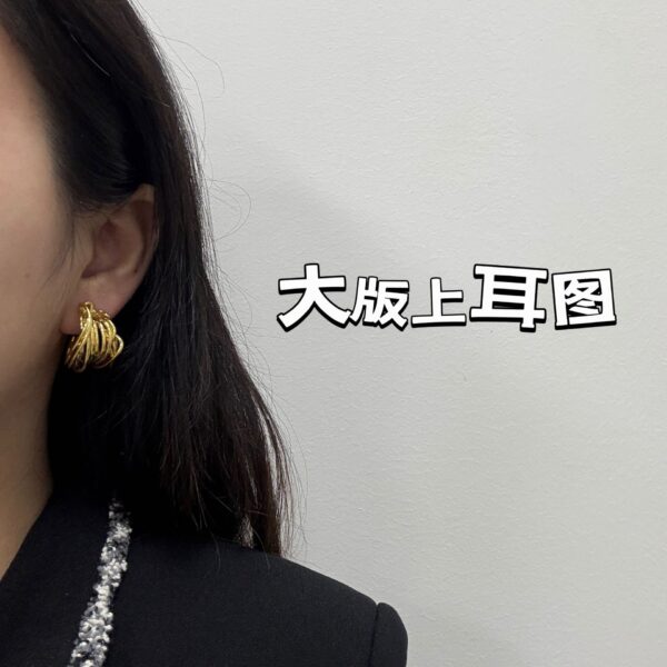 Wholesale High-end luxury C- shaped niche metal heavy industry retro trend European and American 2025 new design feeling temperament ear ring