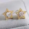 Wholesale 1 Pair Fashion Star Flower Butterfly Inlay Copper Zircon 18k Gold Plated Ear Studs