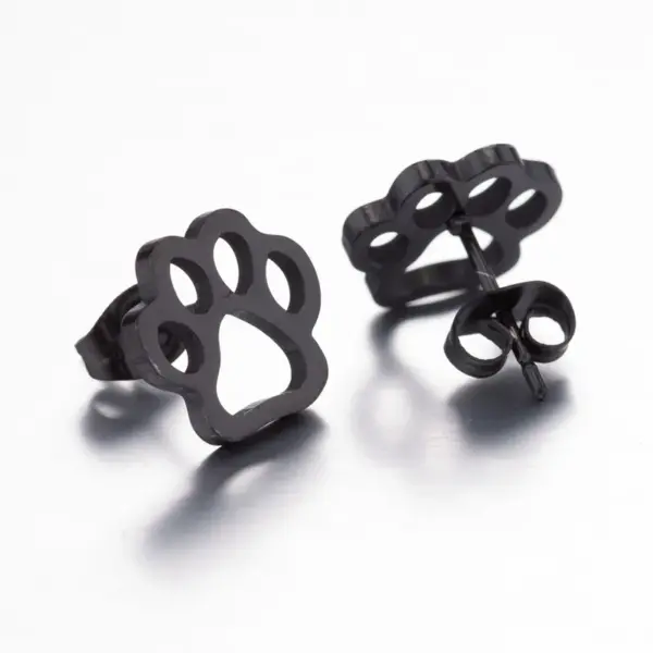 PVD Coated 18K Gold Real Gold Plated Paw Print 304 Stainless Steel Fashion Waterproof Non Tarnish Ear Studs