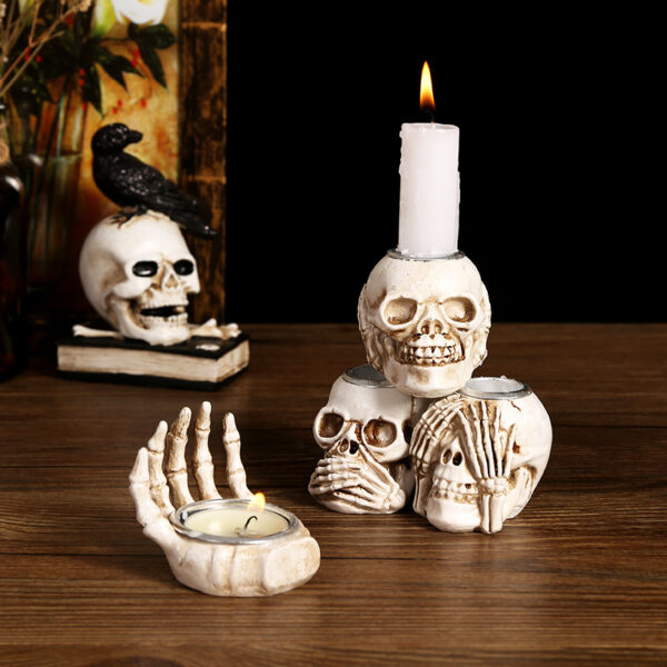 Wholesale Cross-border New Halloween Skull Resin Ornaments Skull Ghost Festival Desktop Entrance Decoration Gift Ornaments