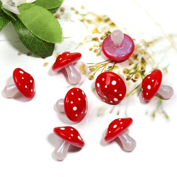 Wholesale DIY luminous 3D simulated mushroom acrylic fine glitter vertical bead keychain mobile phone chain jewelry accessories