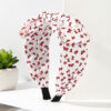 Wholesale Fabric red striped plaid solid color cherry heart wide bow headband