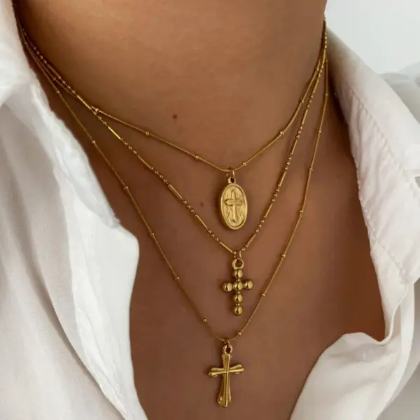 316L Stainless Steel Cross Waterproof Non Tarnish Surgical Steel Simple Style Classic Style Pendant Necklace For Women's